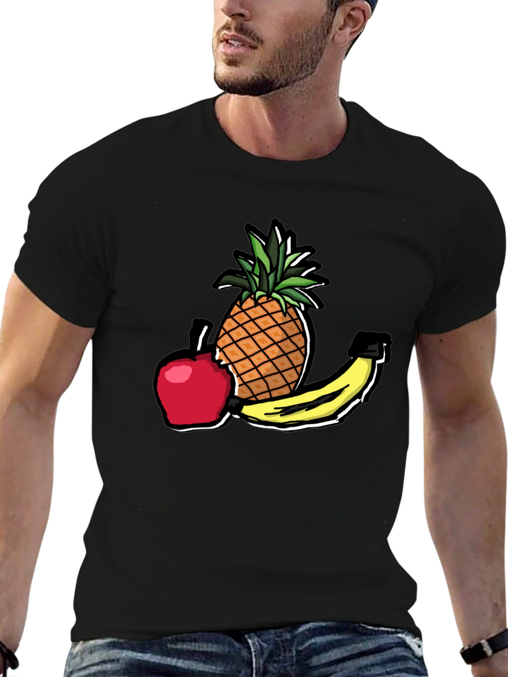 Fruit T-Shirt: Apple Banana Pineapple Graphic Tee