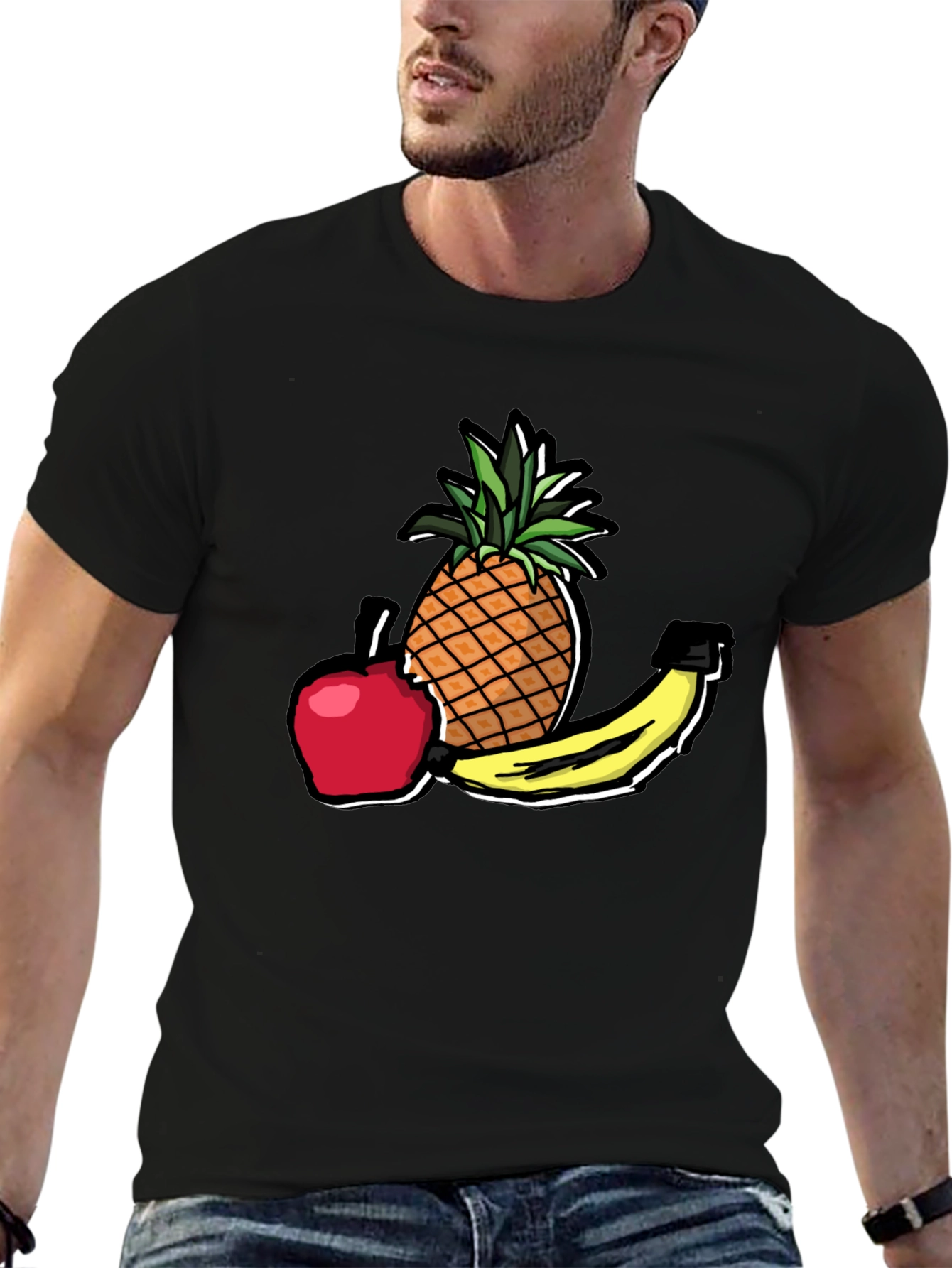 Fruit T-Shirt: Apple Banana Pineapple Graphic Tee