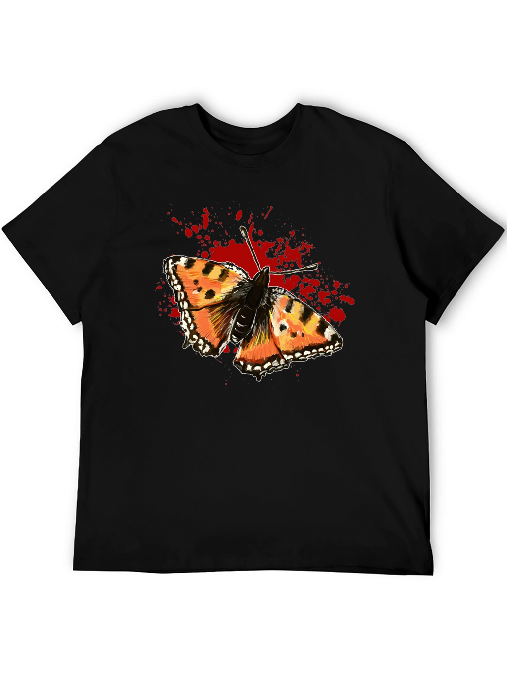 Butterfly Splatter Graphic Black T-Shirt