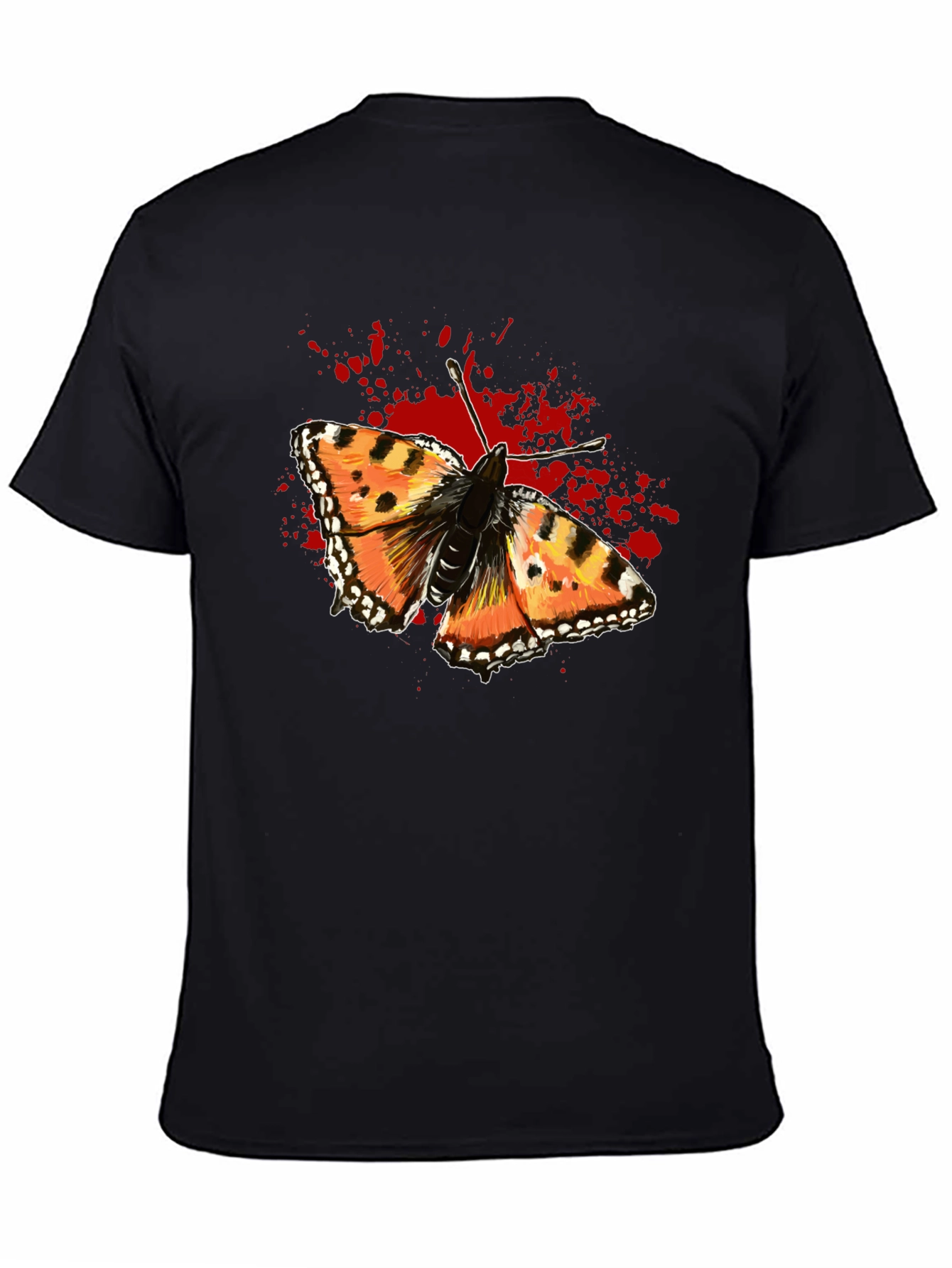 Butterfly Splatter Graphic Black T-Shirt