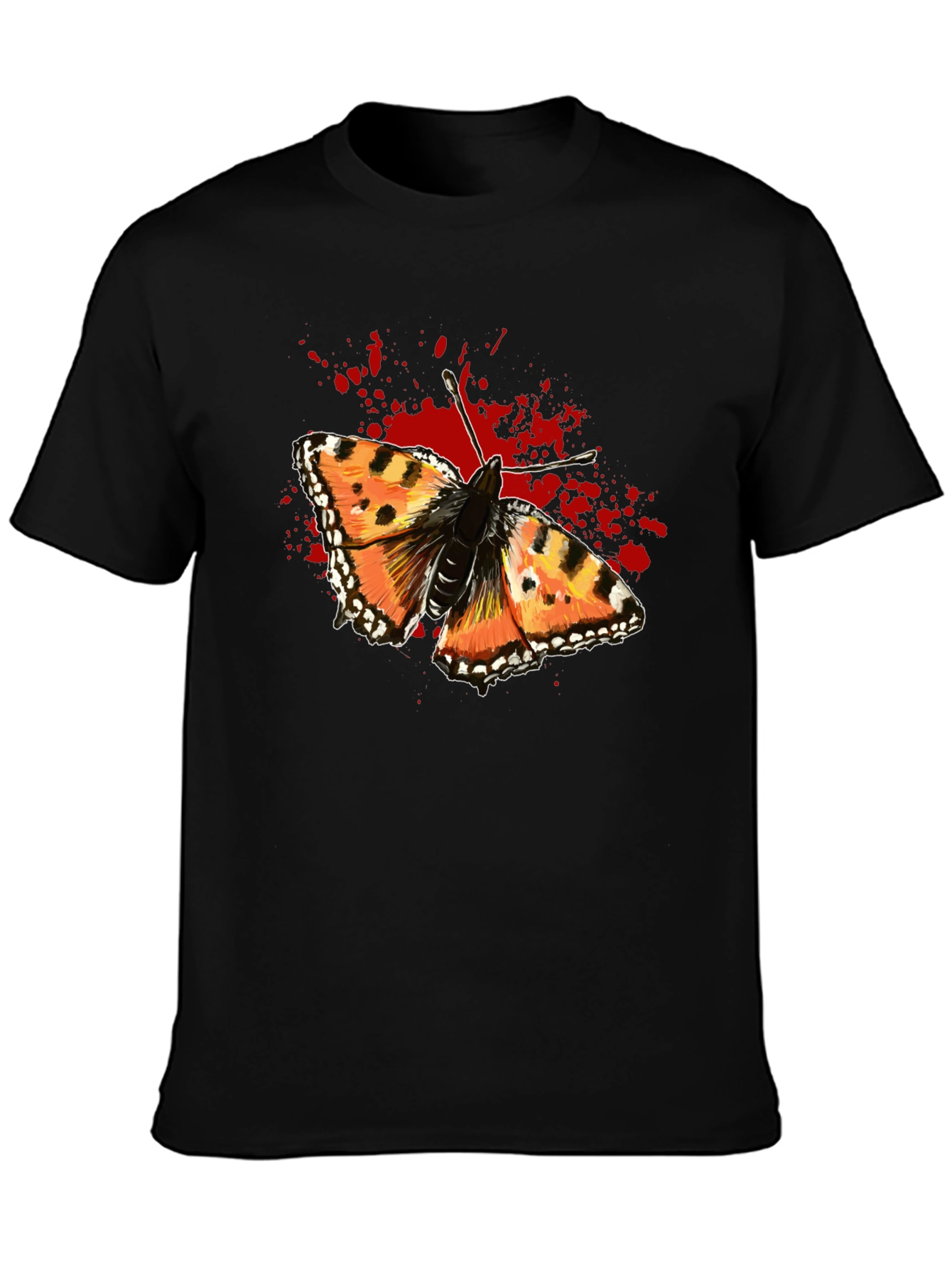 Butterfly Splatter Graphic Black T-Shirt