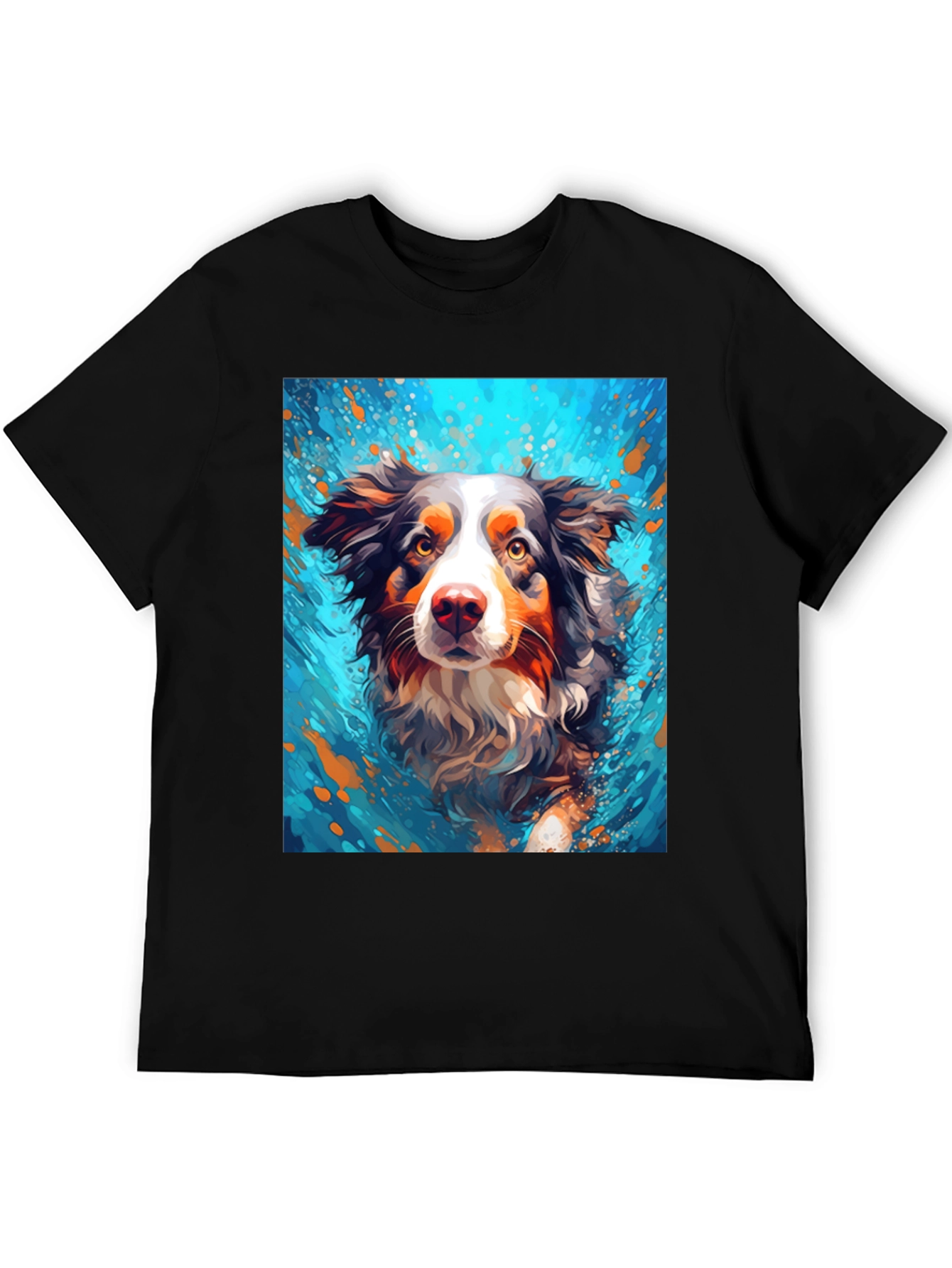Dog Art Black T-Shirt - Unique Canine Design