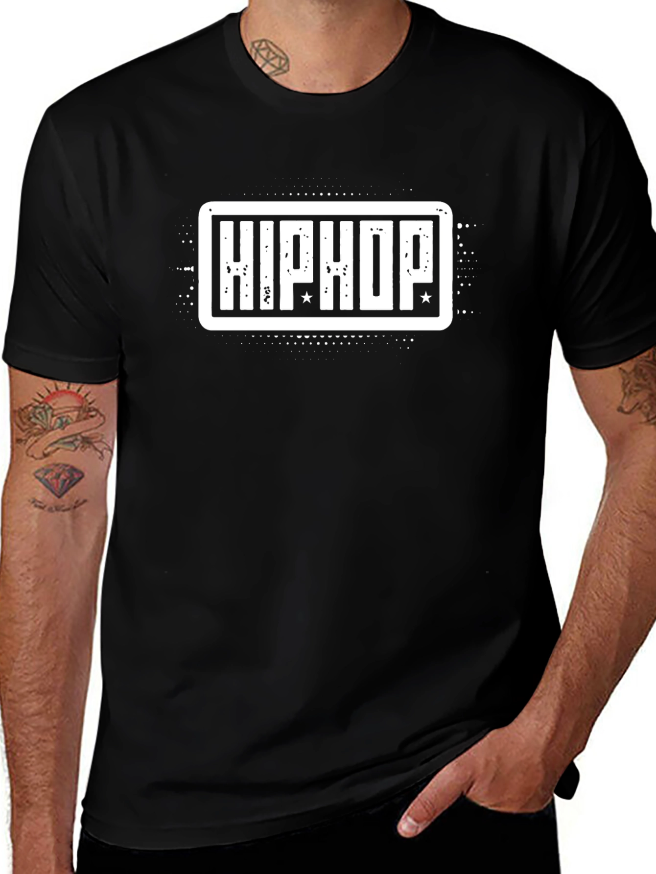 Hip Hop Graphic Print T-Shirt - Casual Black Tee