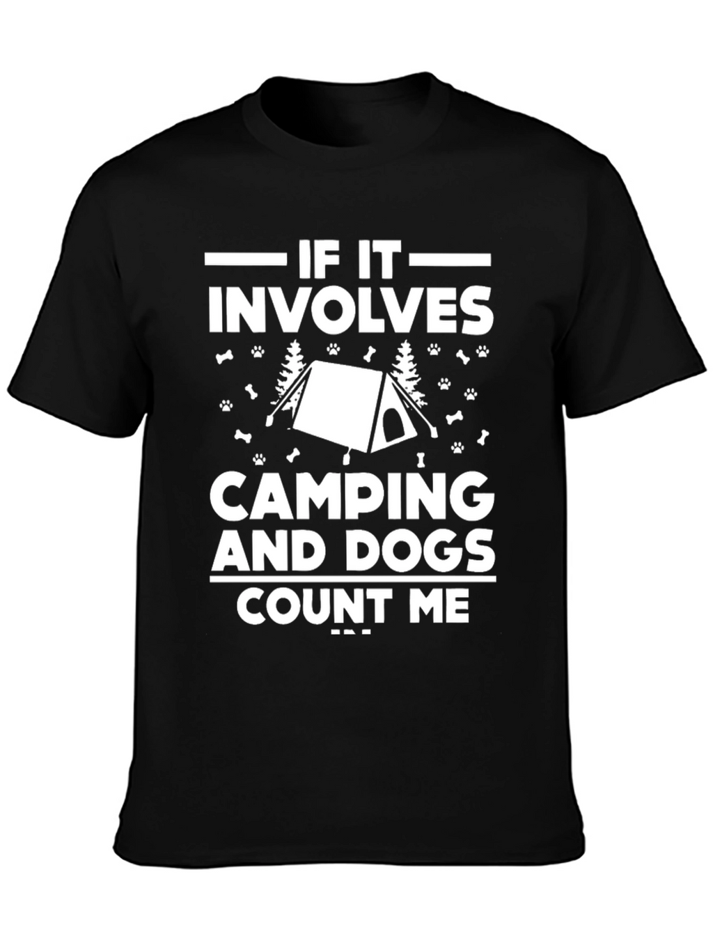 Camping and Dogs T-Shirt - Mens Black Graphic Tee