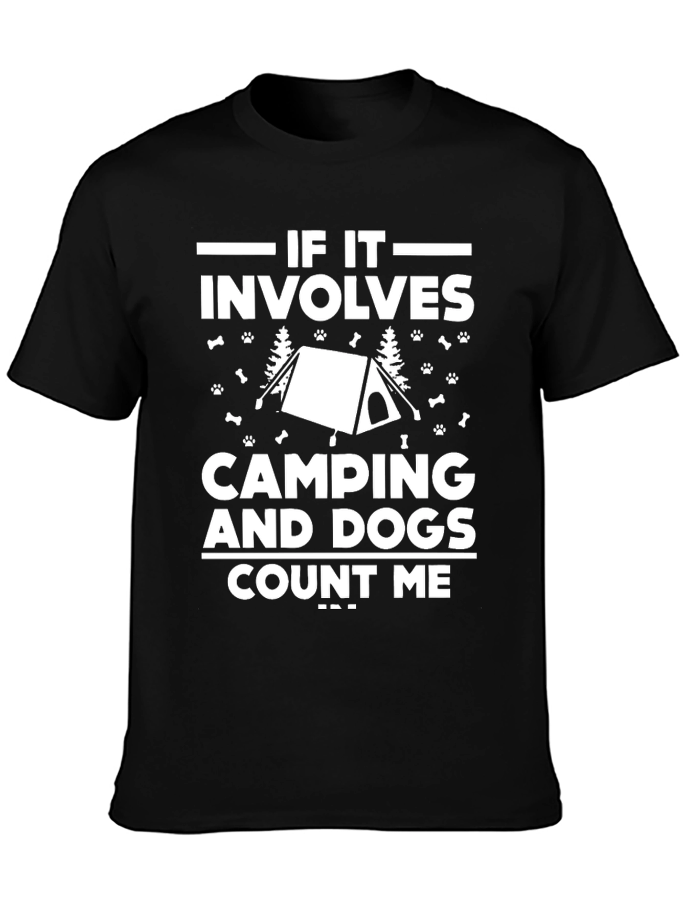 Camping and Dogs T-Shirt - Mens Black Graphic Tee