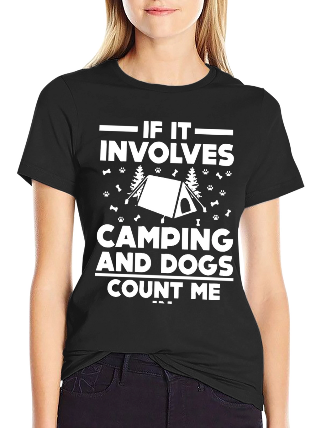 Camping and Dogs T-Shirt - Mens Black Graphic Tee