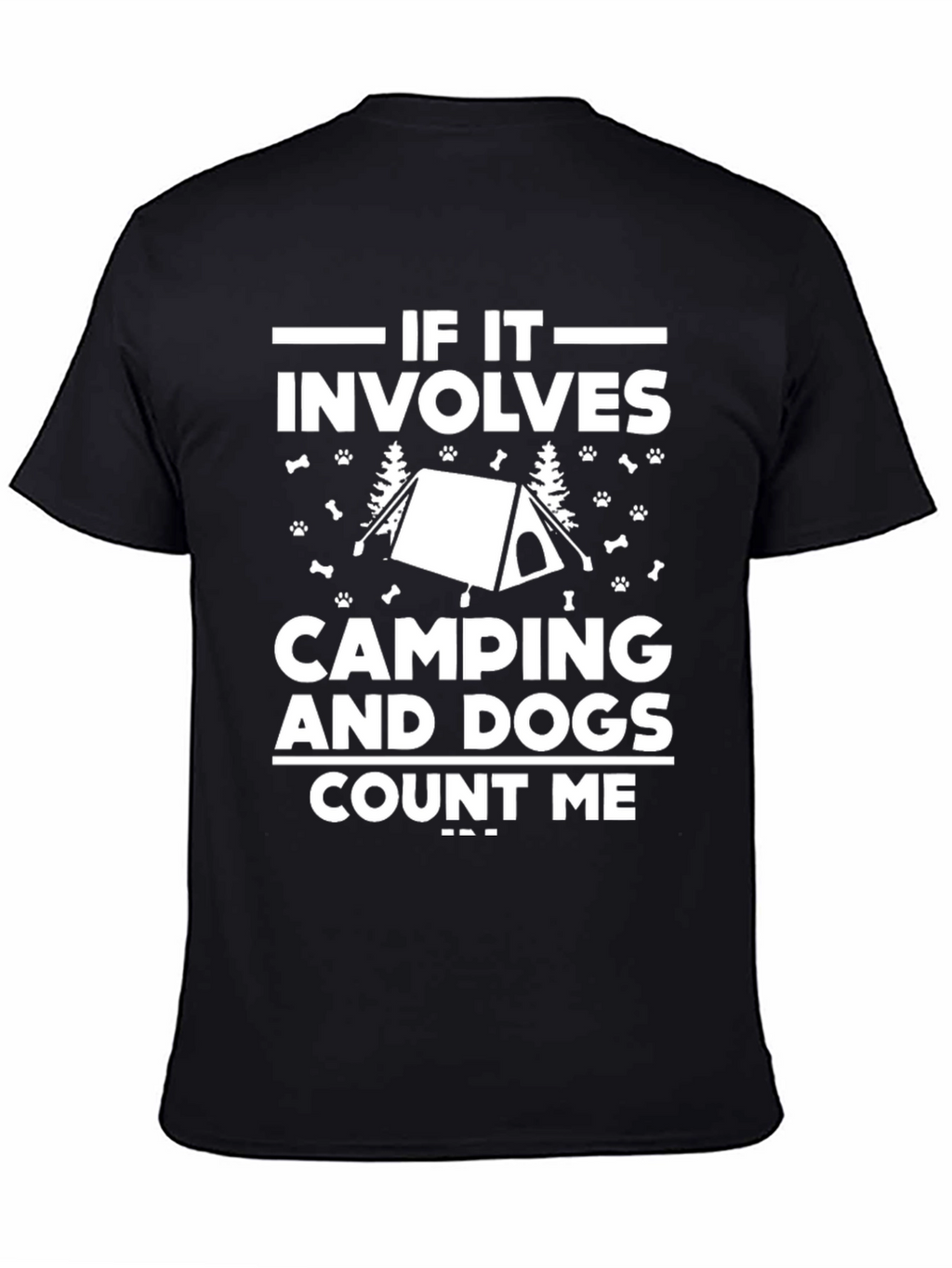 Camping and Dogs T-Shirt - Mens Black Graphic Tee