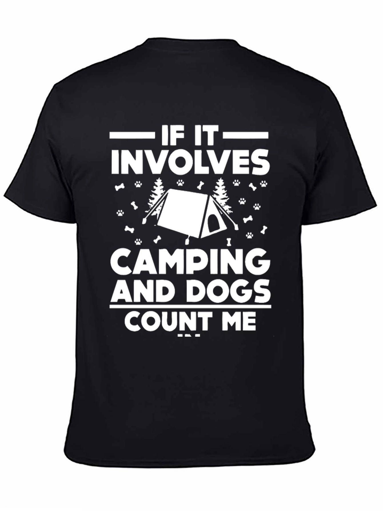 Camping and Dogs T-Shirt - Mens Black Graphic Tee