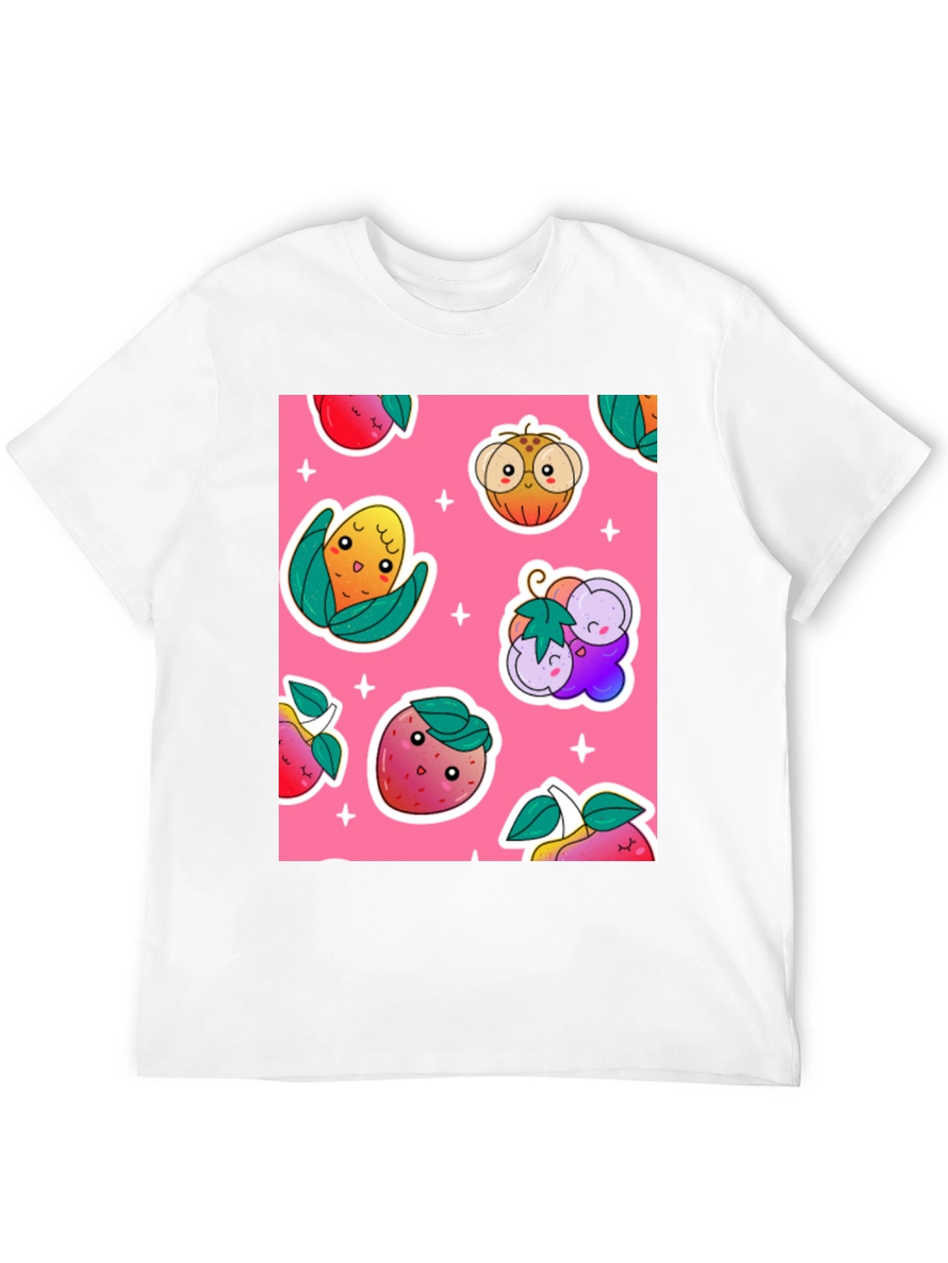 Cute Fruit Pattern Black T-Shirt