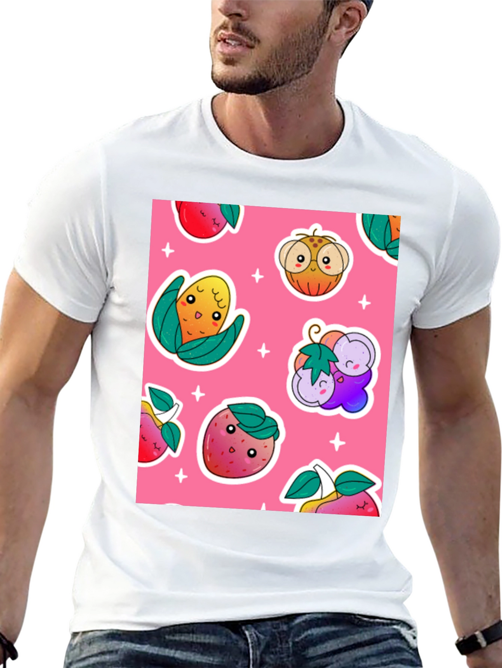 Cute Fruit Pattern Black T-Shirt