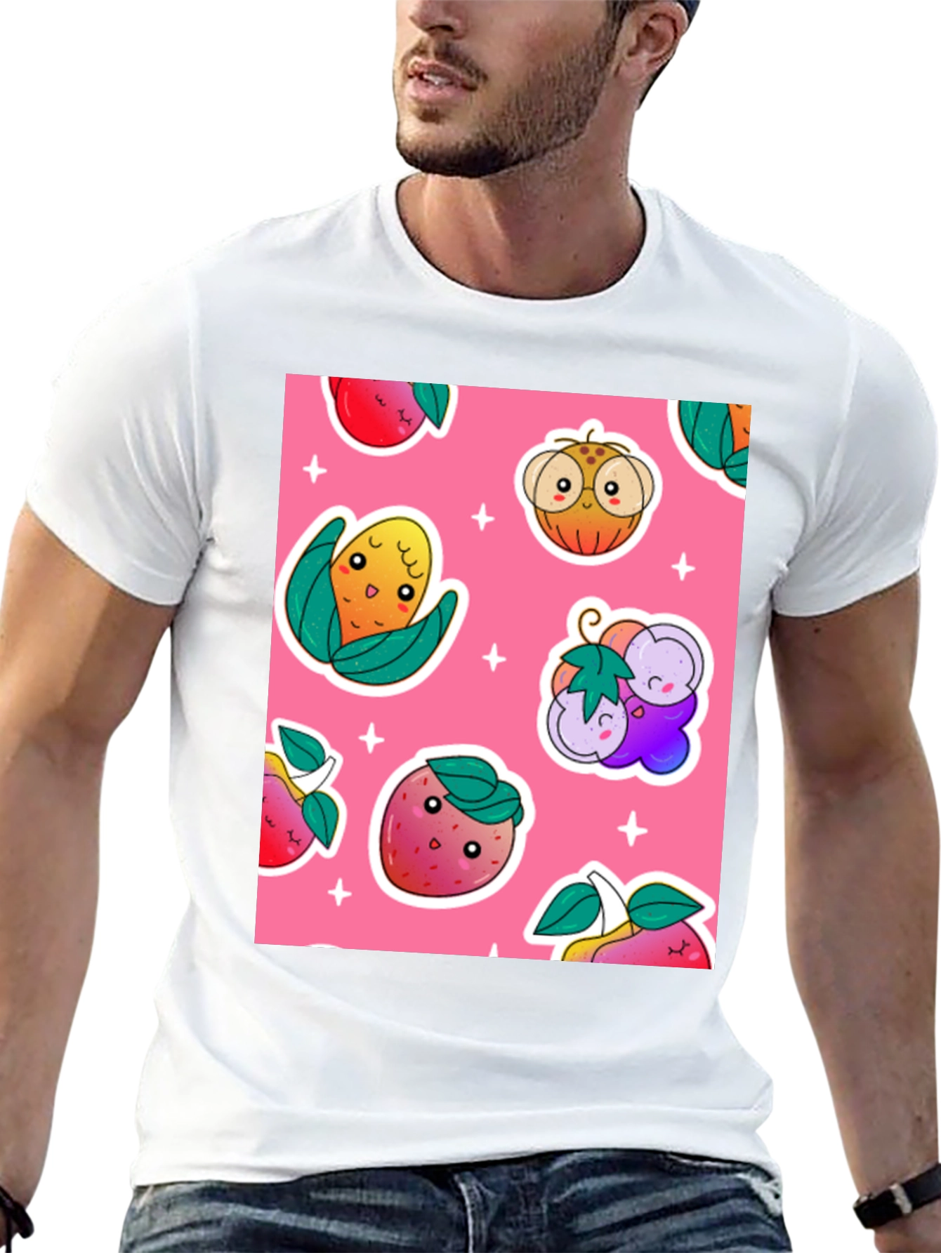 Cute Fruit Pattern Black T-Shirt
