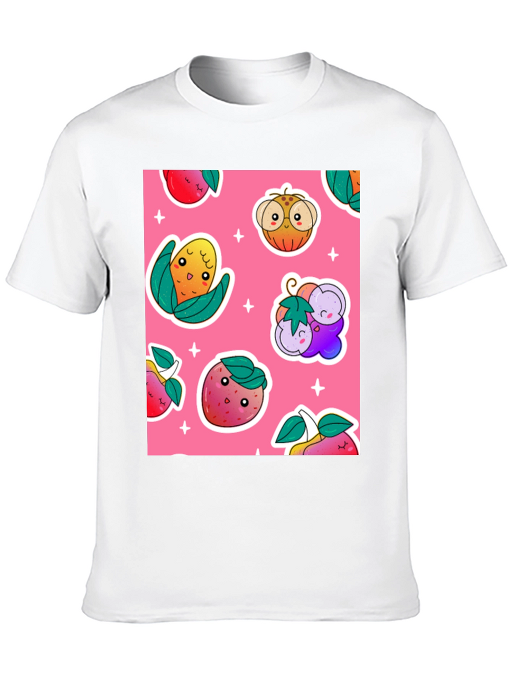 Cute Fruit Pattern Black T-Shirt