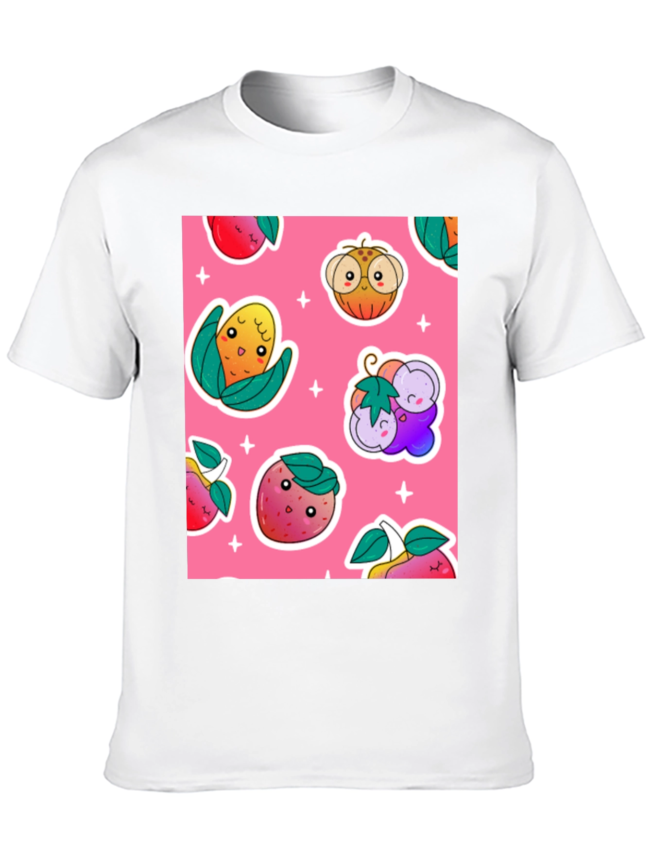 Cute Fruit Pattern Black T-Shirt