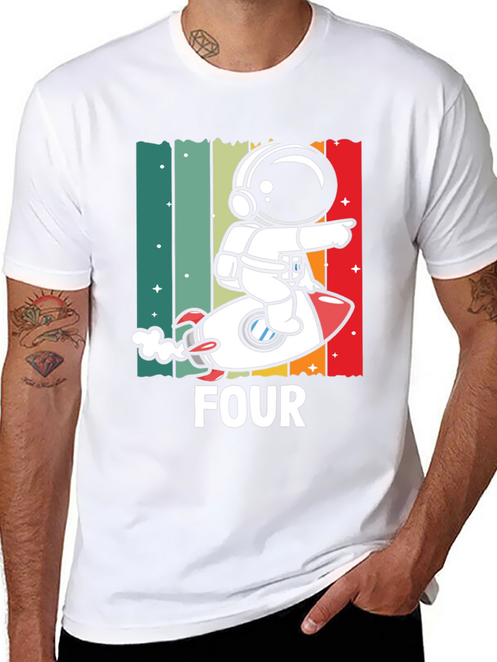Astronaut Four Birthday T-Shirt