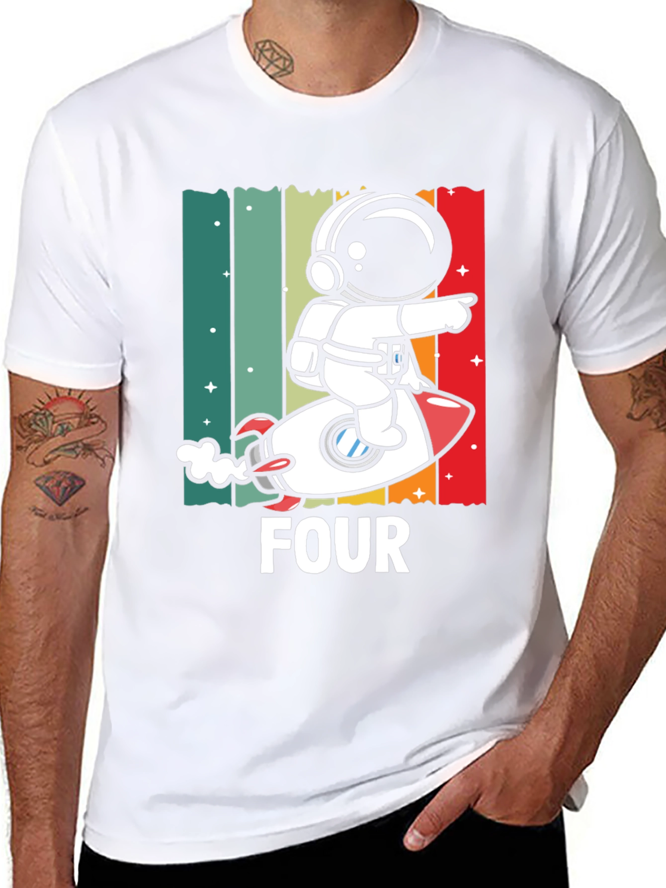 Astronaut Four Birthday T-Shirt