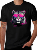 Cool Tiger Graphic Print Crew Neck T-Shirt