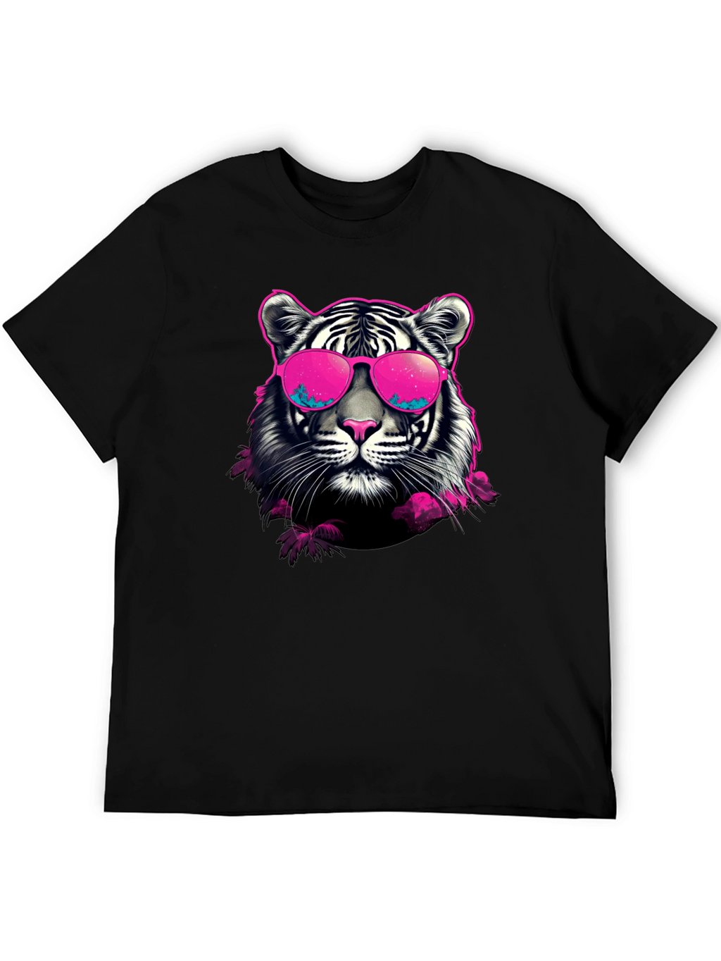 Cool Tiger Graphic Print Crew Neck T-Shirt