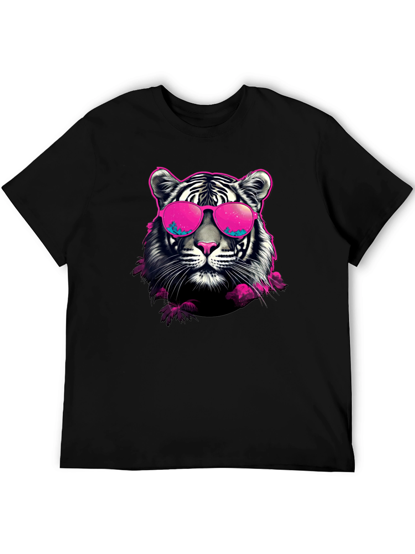 Cool Tiger Graphic Print Crew Neck T-Shirt