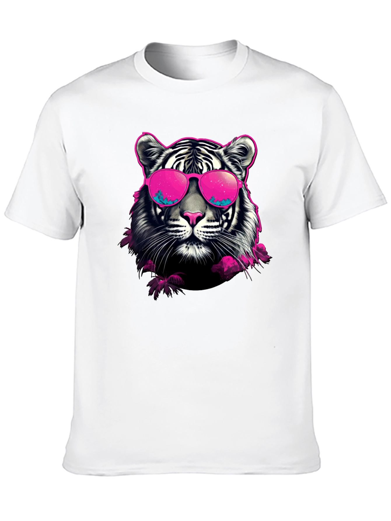 Cool Tiger Graphic Print Crew Neck T-Shirt
