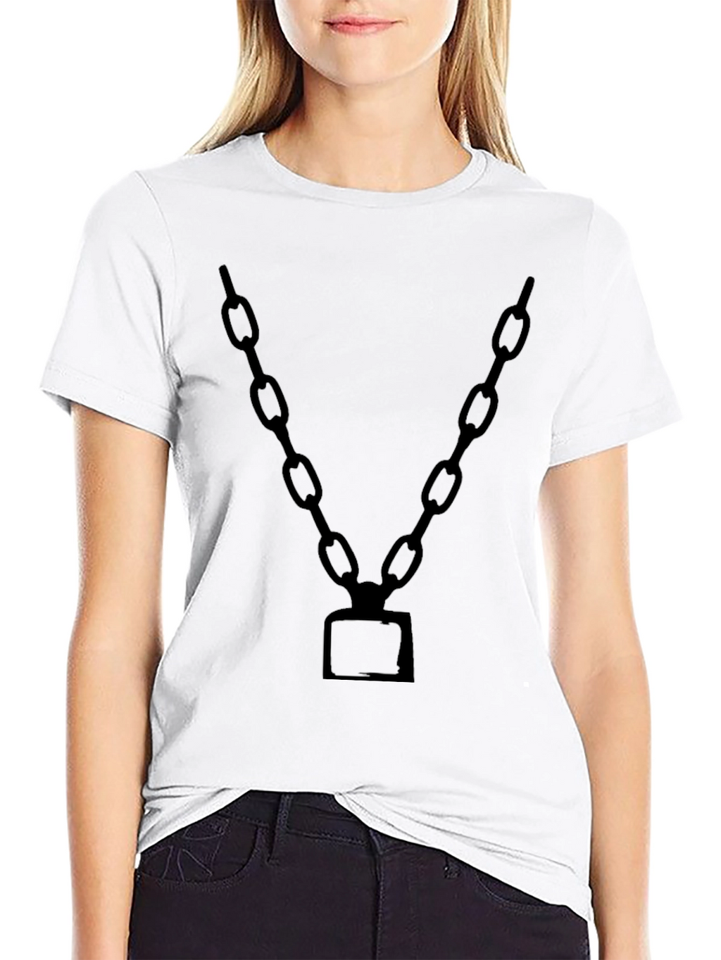 Mens Black Chain Graphic Tee - Bold Statement T-Shirt