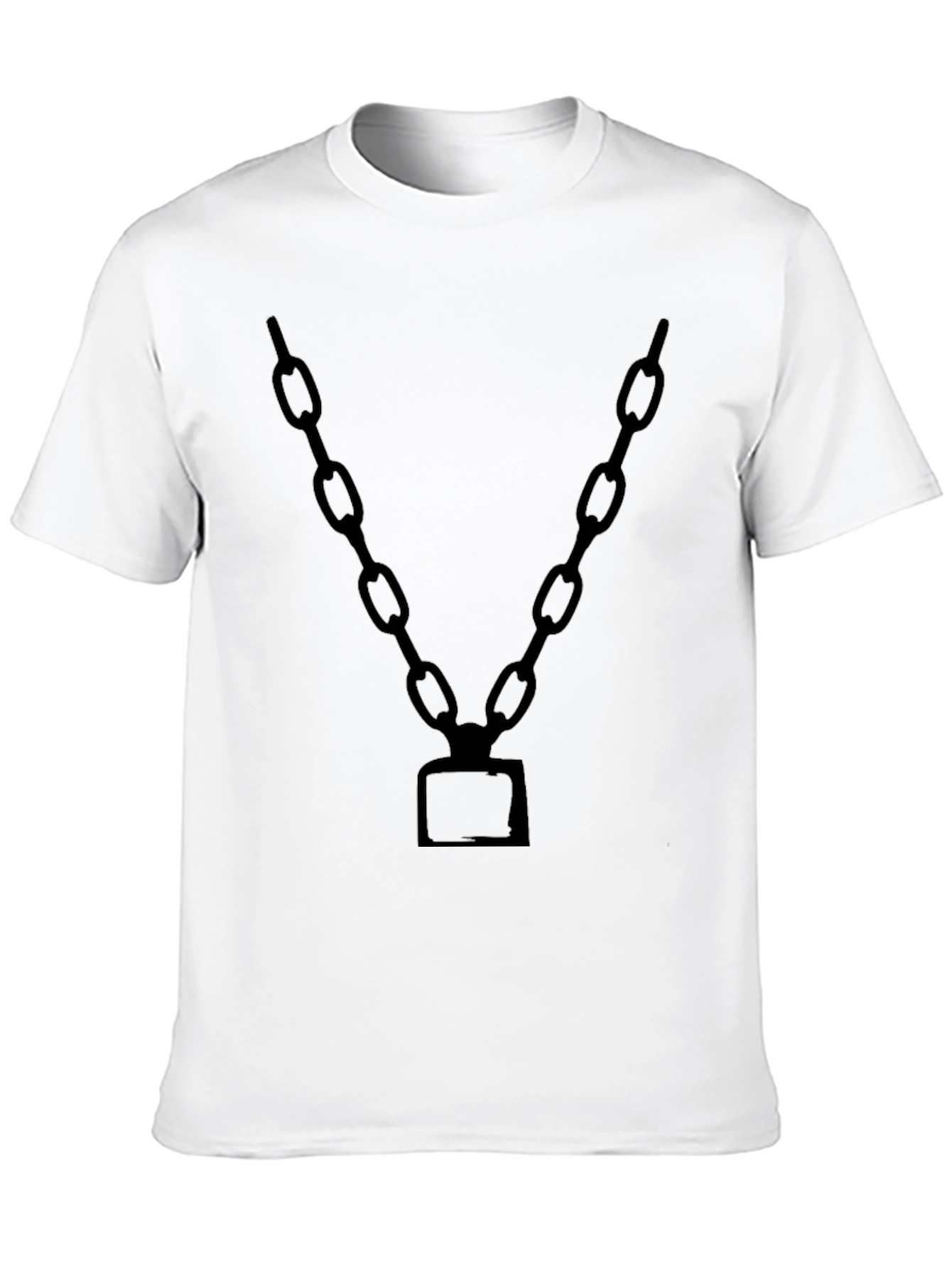 Mens Black Chain Graphic Tee - Bold Statement T-Shirt