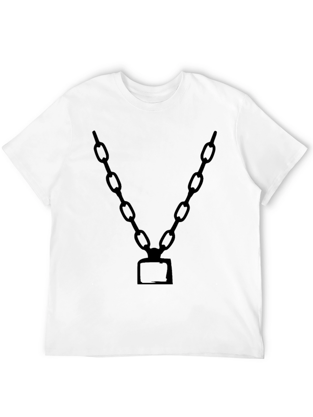 Mens Black Chain Graphic Tee - Bold Statement T-Shirt