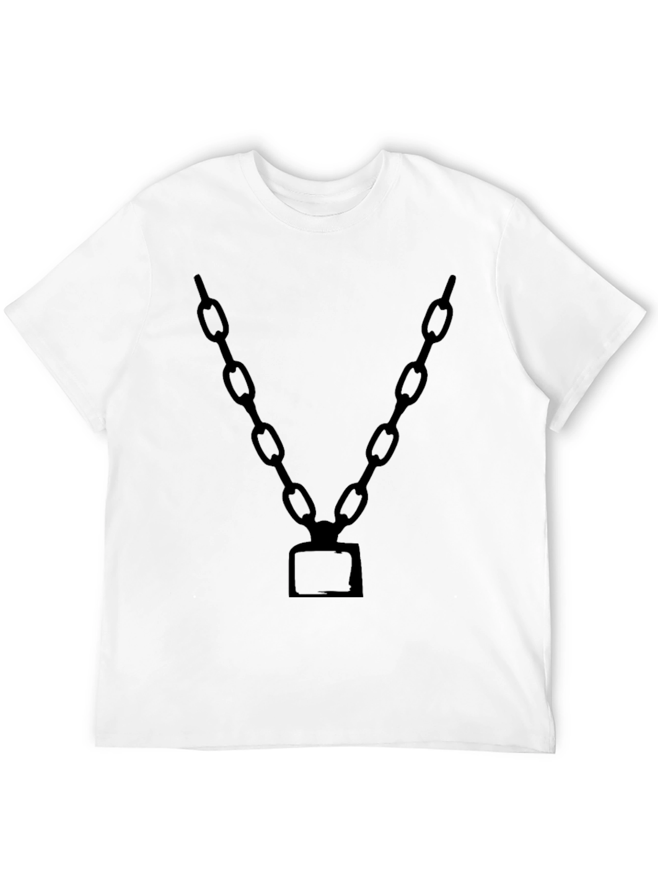 Mens Black Chain Graphic Tee - Bold Statement T-Shirt