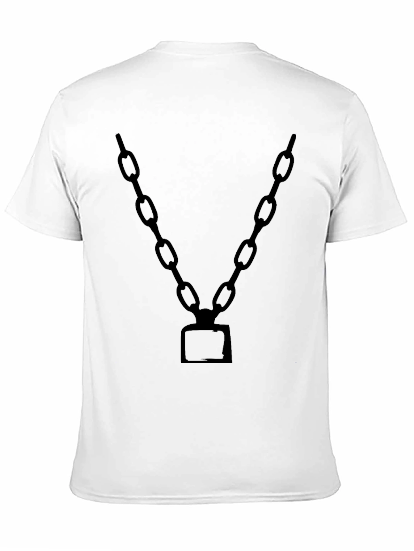 Mens Black Chain Graphic Tee - Bold Statement T-Shirt