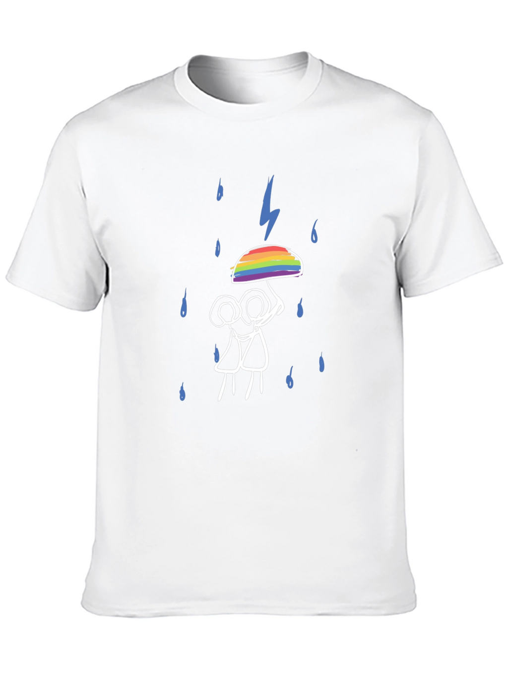 LGBTQ+ Pride Rainbow Umbrella Stick Figure T-Shirt