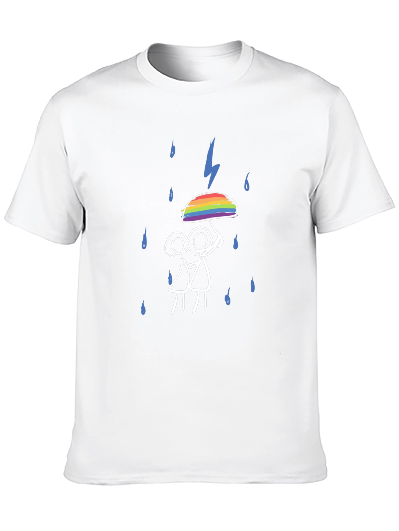LGBTQ+ Pride Rainbow Umbrella Stick Figure T-Shirt