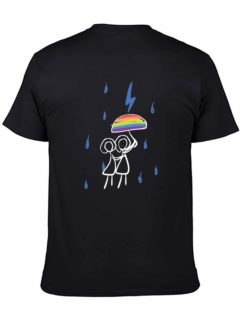LGBTQ+ Pride Rainbow Umbrella Stick Figure T-Shirt