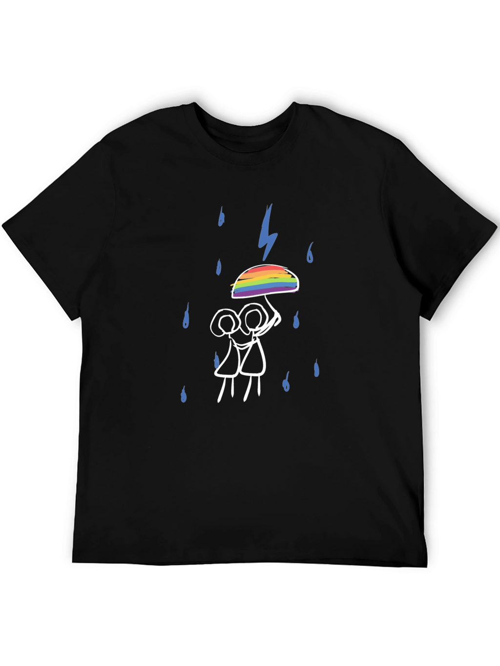 LGBTQ+ Pride Rainbow Umbrella Stick Figure T-Shirt