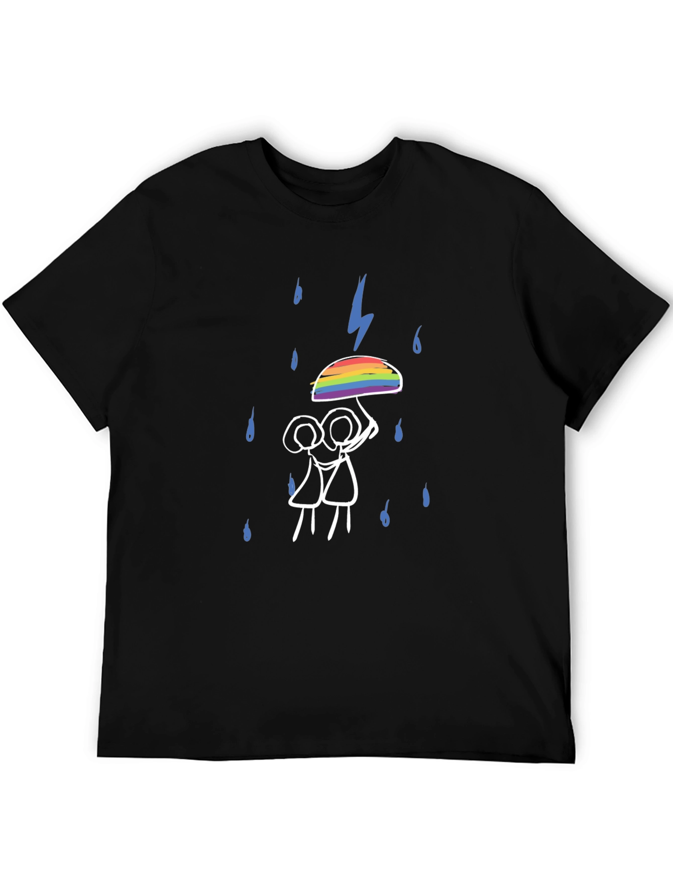LGBTQ+ Pride Rainbow Umbrella Stick Figure T-Shirt