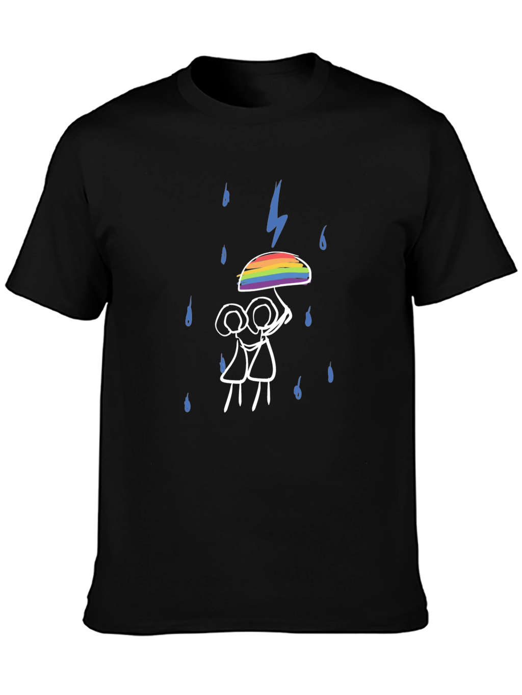 LGBTQ+ Pride Rainbow Umbrella Stick Figure T-Shirt