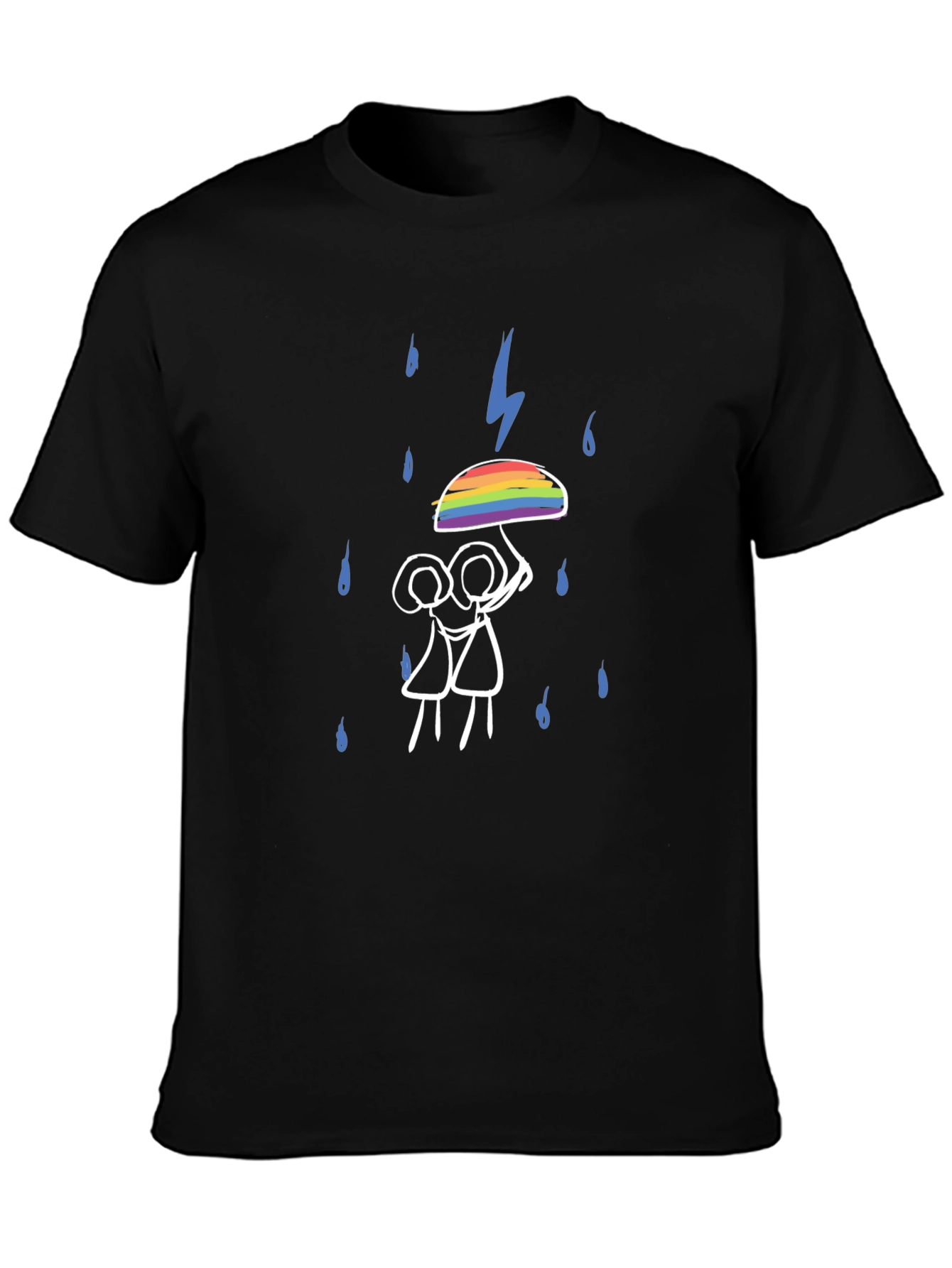 LGBTQ+ Pride Rainbow Umbrella Stick Figure T-Shirt