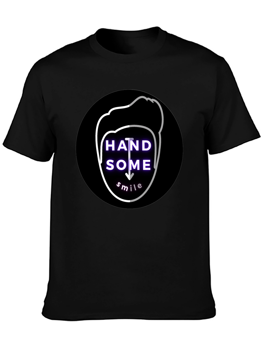 Handsome Smile Graphic Tee - Soft Cotton Black T-Shirt