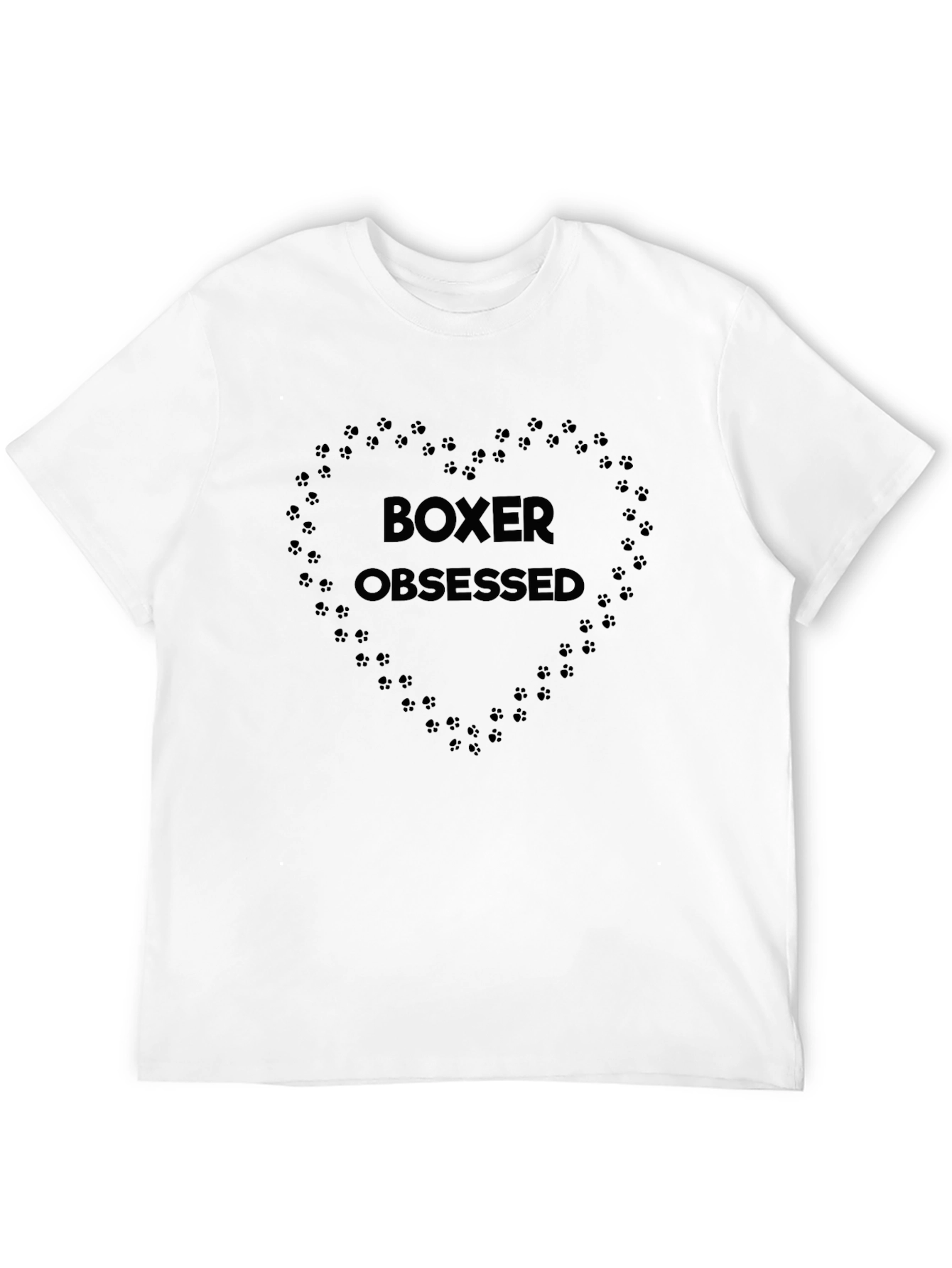 Boxer Obsessed Heart Paw Print T-Shirt