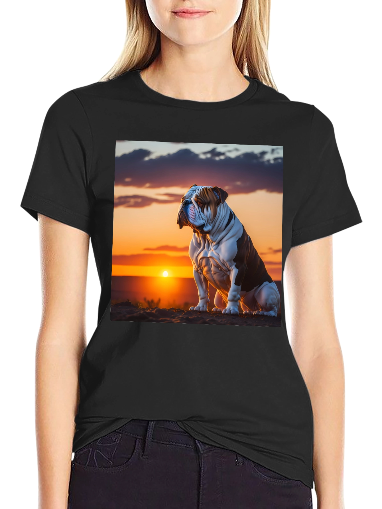 Bulldog Sunset Graphic T-Shirt - Stylish & Unique