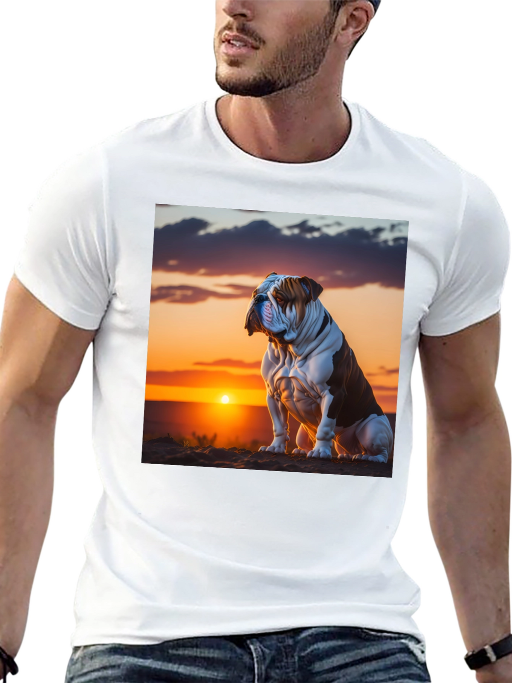 Bulldog Sunset Graphic T-Shirt - Stylish & Unique
