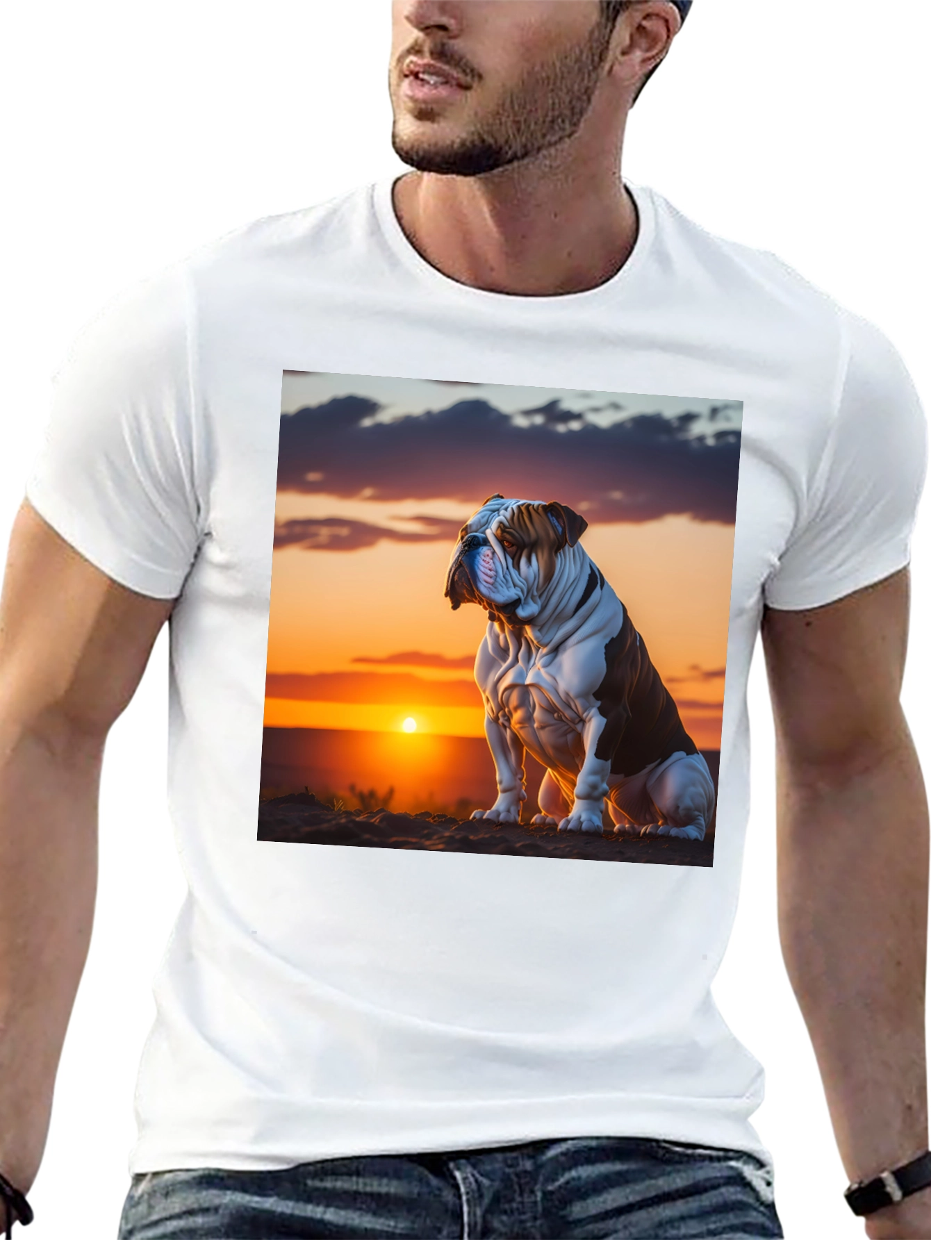 Bulldog Sunset Graphic T-Shirt - Stylish & Unique