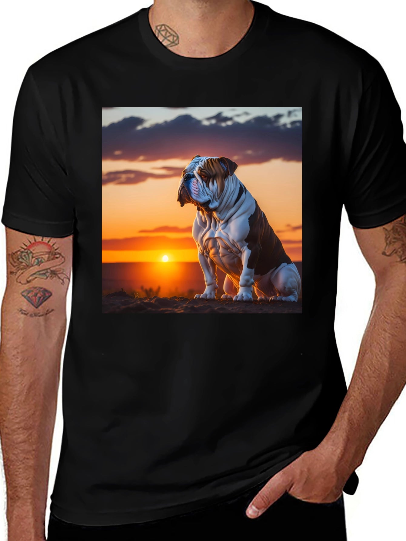 Bulldog Sunset Graphic T-Shirt - Stylish & Unique
