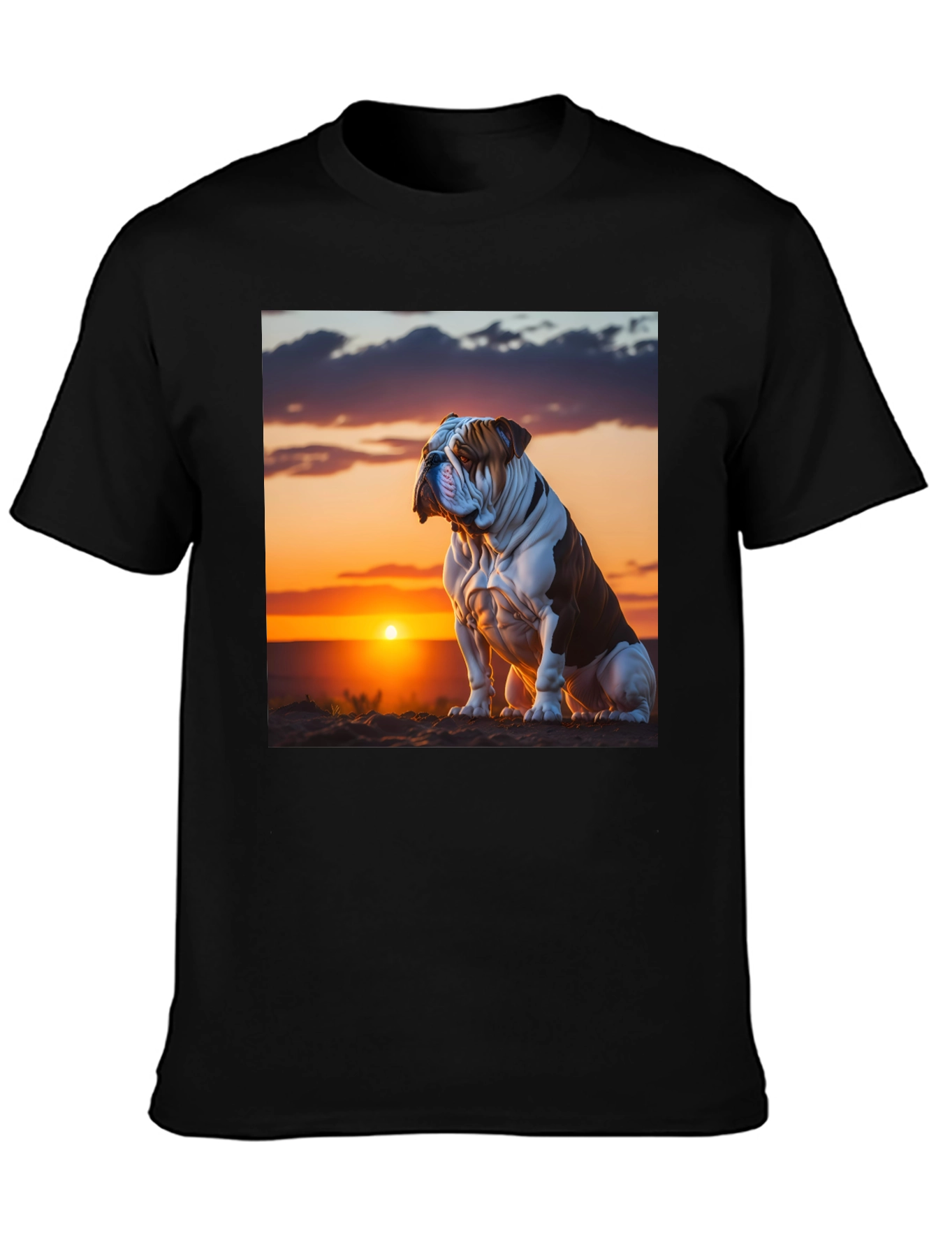 Bulldog Sunset Graphic T-Shirt - Stylish & Unique