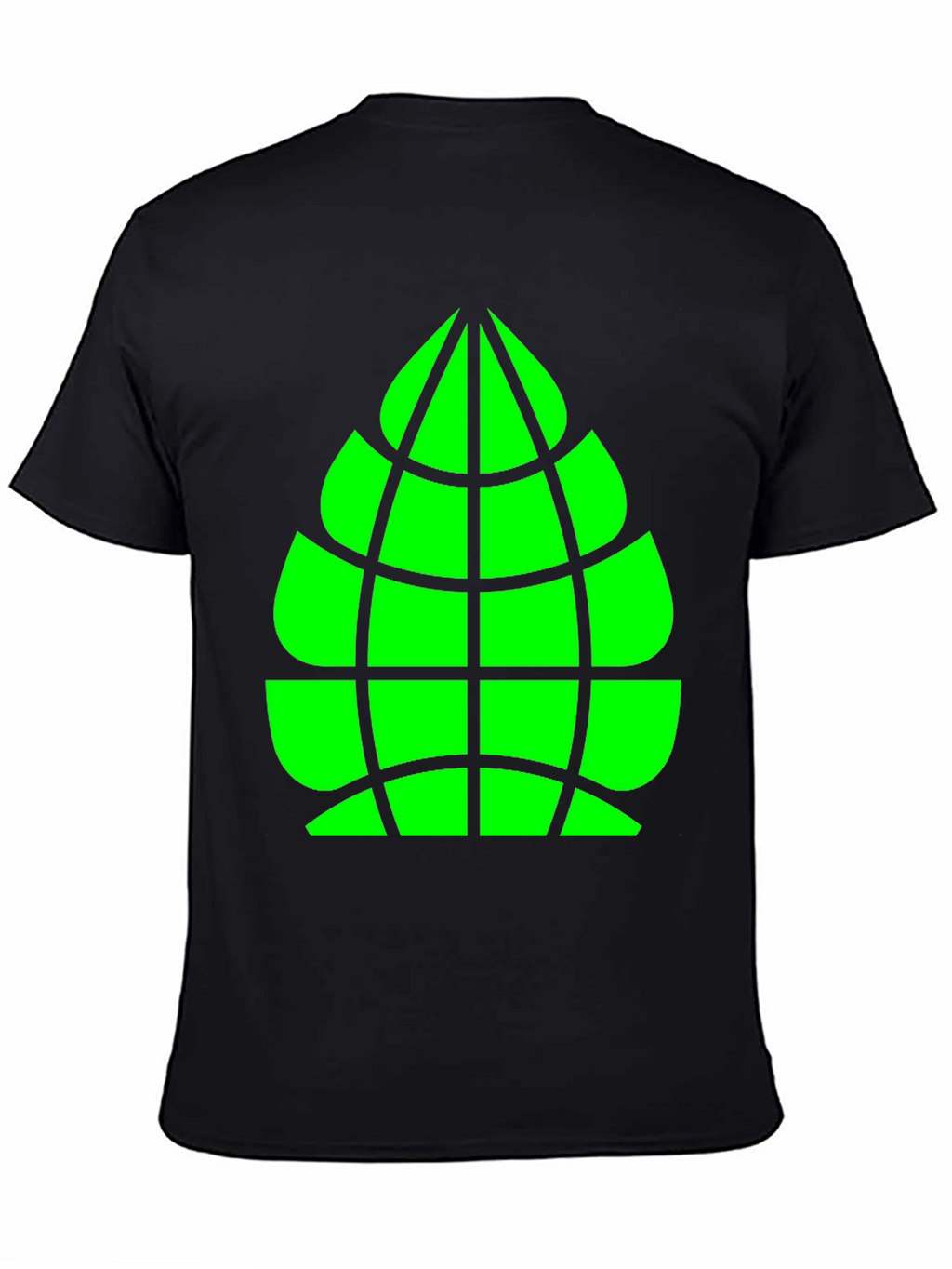 Geometric Green Globe Graphic Tee - Casual Black Shirt