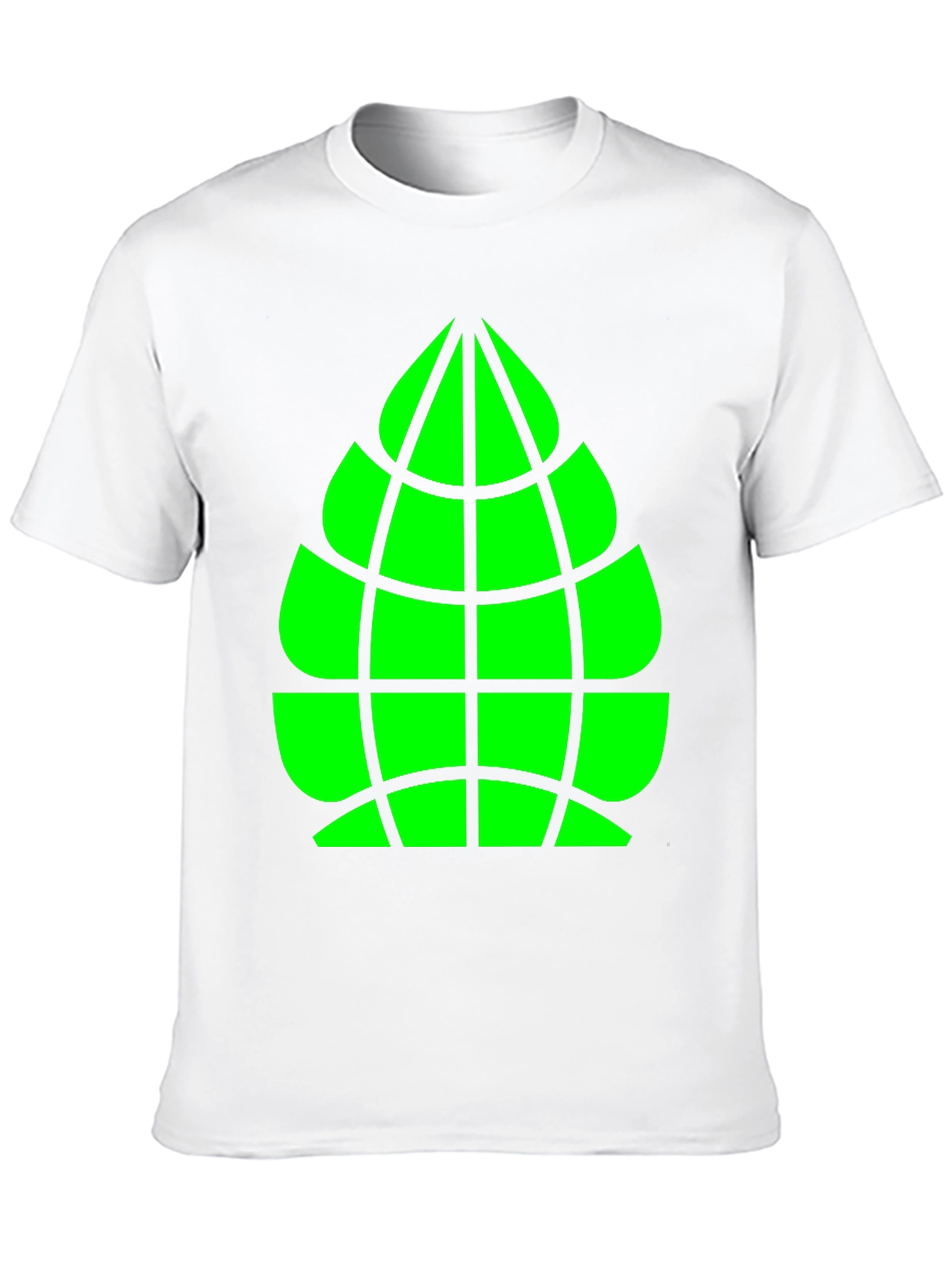 Geometric Green Globe Graphic Tee - Casual Black Shirt