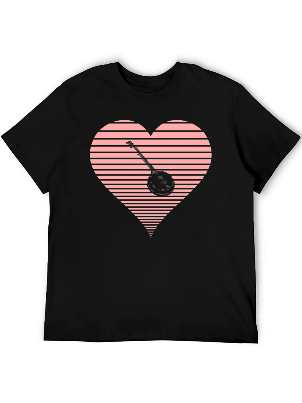 Banjo Heart Graphic Tee - Black Cotton T-Shirt