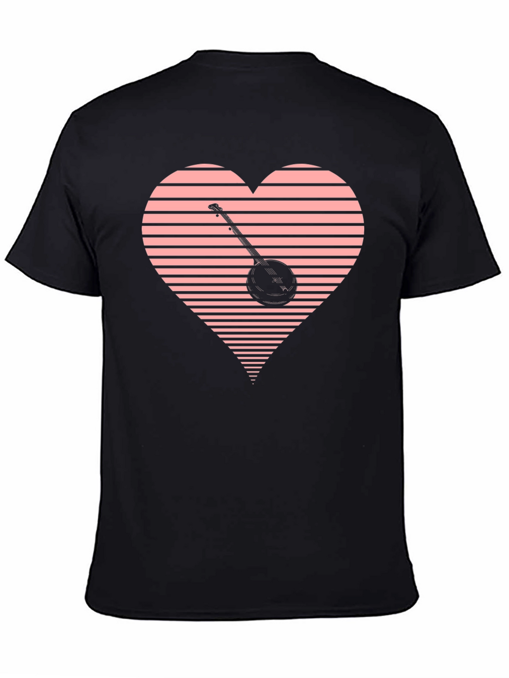 Banjo Heart Graphic Tee - Black Cotton T-Shirt