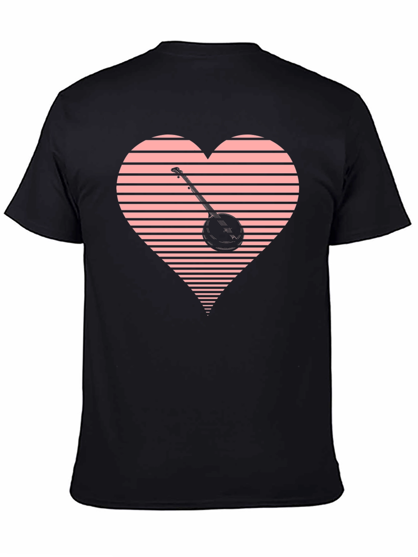 Banjo Heart Graphic Tee - Black Cotton T-Shirt