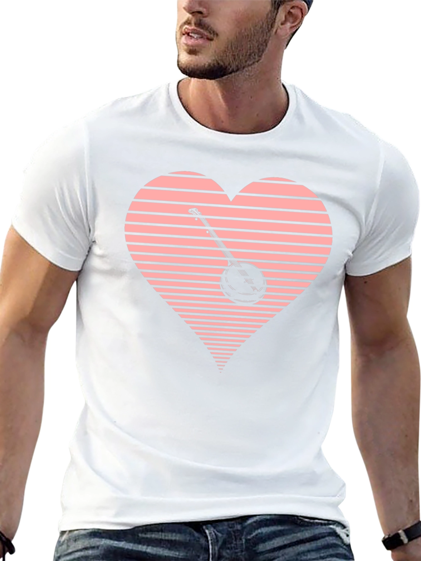 Banjo Heart Graphic Tee - Black Cotton T-Shirt