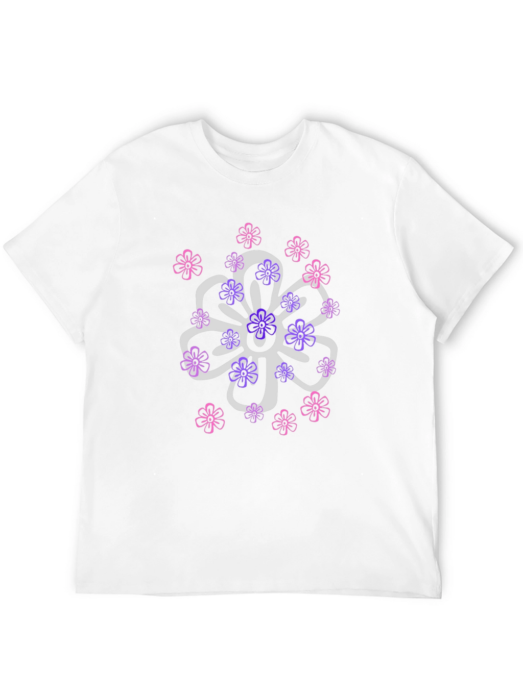 Floral Design T-Shirt - Black Cotton Blend
