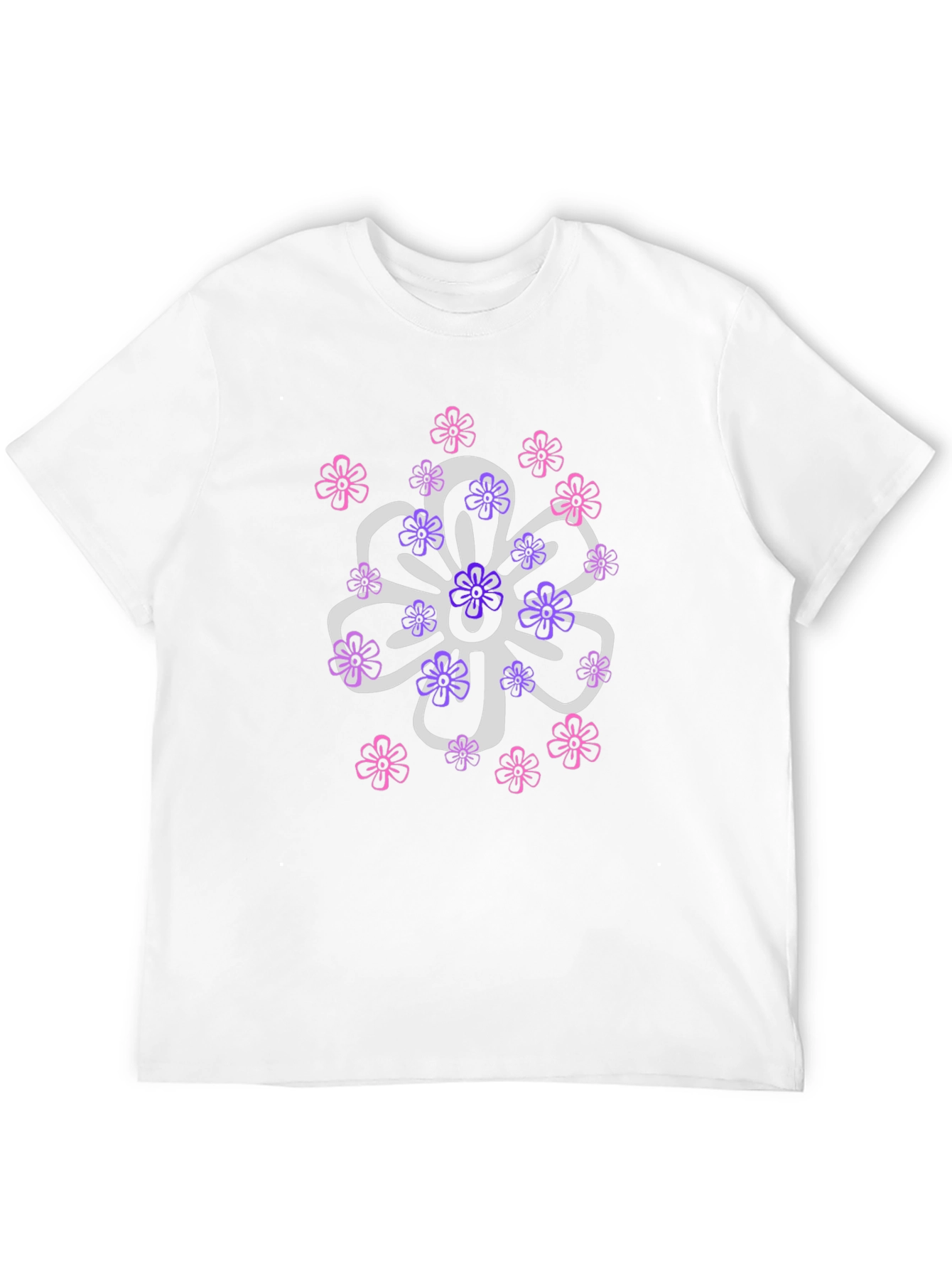 Floral Design T-Shirt - Black Cotton Blend